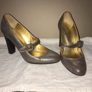 J. Crew Silver Mary Janes Buckle Size 8